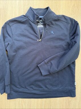 Tommy Bahama Boys Quarter Zip Pullover Navy Size L 14-16
